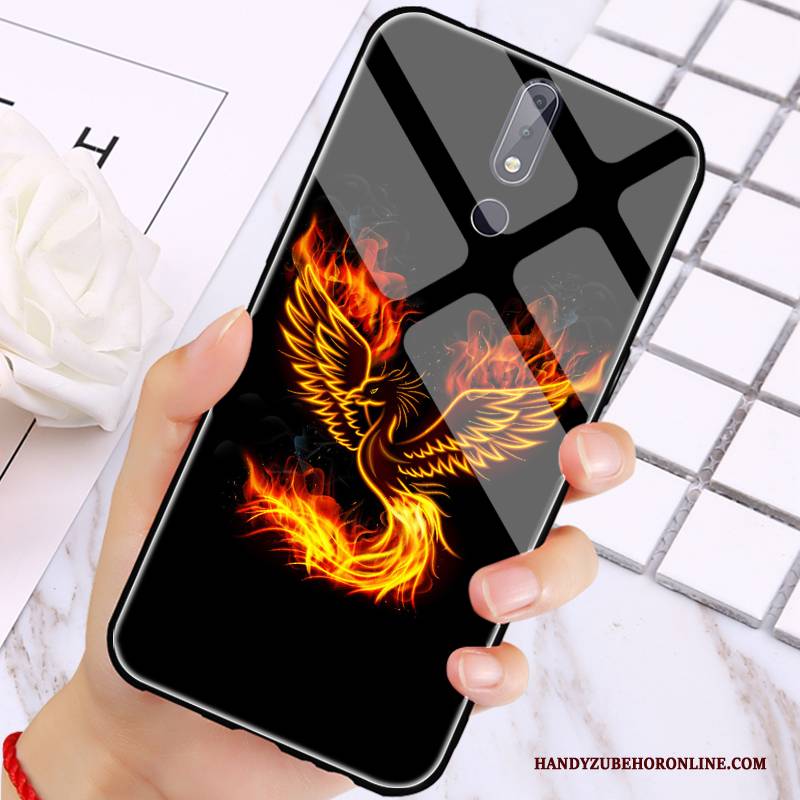 Hülle Nokia 7.1 Drachen Handyhüllen, Case Nokia 7.1 Leuchtende Schwarz