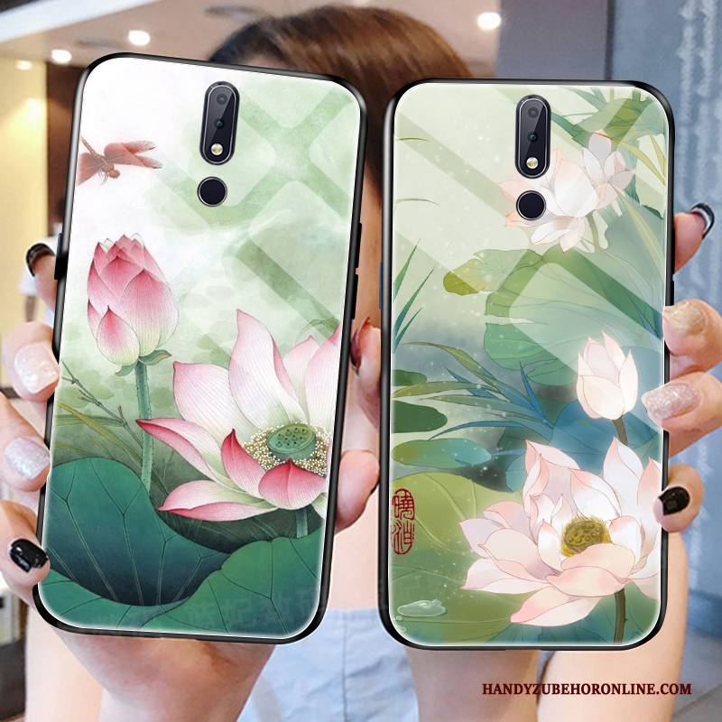 Hülle Nokia 7.1 Grün Leuchtende, Case Nokia 7.1 Trend Blumen
