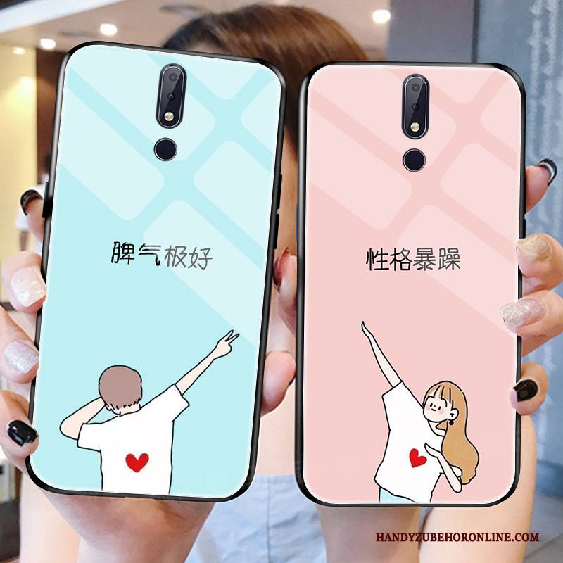 Hülle Nokia 7.1 Kreativ Glas Leuchtende, Case Nokia 7.1 Handyhüllen Liebhaber