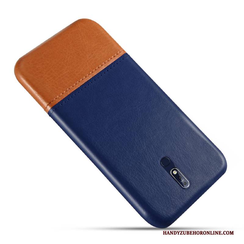 Hülle Nokia 7.1 Leder Neu Anti-sturz, Case Nokia 7.1 Schutz Qualität Blau