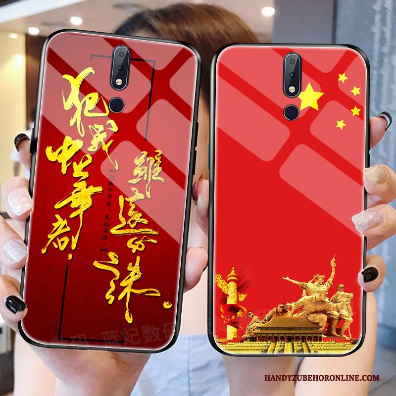 Hülle Nokia 7.1 Rot Chinesische Art, Case Nokia 7.1 Glas Handyhüllen