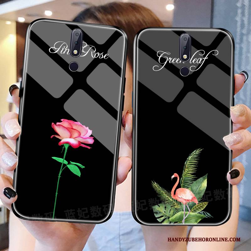 Hülle Nokia 7.1 Taschen Leuchtende Rose, Case Nokia 7.1 Glas Persönlichkeit