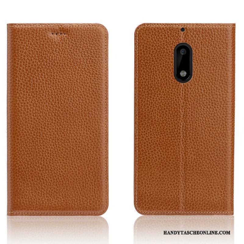 Hülle Nokia 7 Leder Litchi Lichtfarbe, Case Nokia 7 Lederhülle Handyhüllen