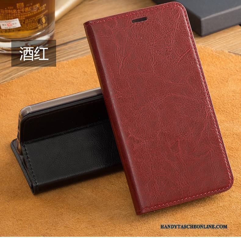Hülle Nokia 7 Weiche Angepasst Weinrot, Case Nokia 7 Leder Handyhüllen Business