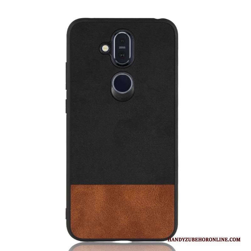 Hülle Nokia 8.1 Taschen Handyhüllen Mischfarben, Case Nokia 8.1 Leder Schwarz Denim