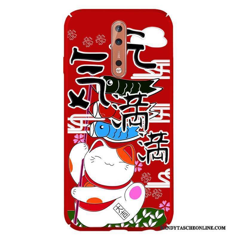 Hülle Nokia 8 Karikatur Schwer Rot, Case Nokia 8 Schutz Anti-sturz Nubuck
