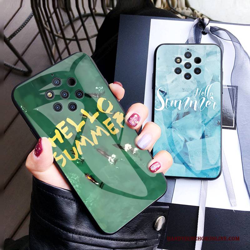 Hülle Nokia 9 Pureview Taschen Handyhüllen Grün, Case Nokia 9 Pureview Kreativ Glas Buchstaben