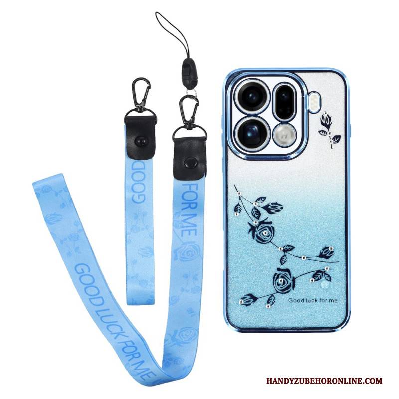 Hülle Oppo Find X9 Pro 5g Riemchen Mit Blumen Und Strasssteinen