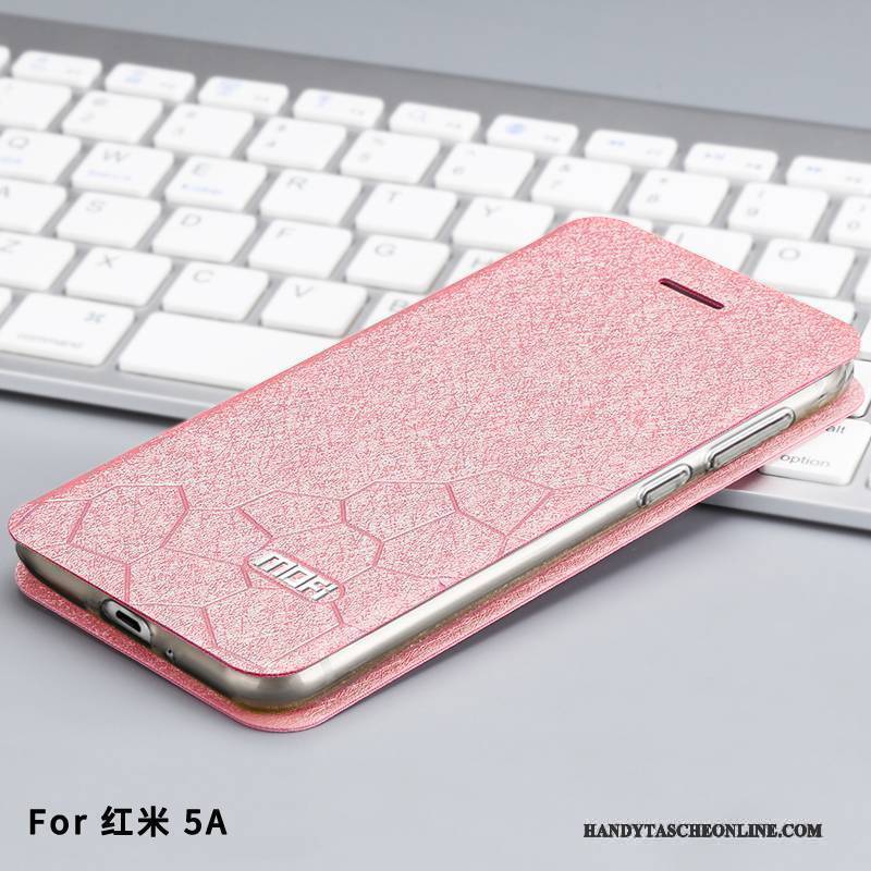 Hülle Redmi 5a Schutz Rosa Handyhüllen, Case Redmi 5a Lederhülle Nubuck Rot