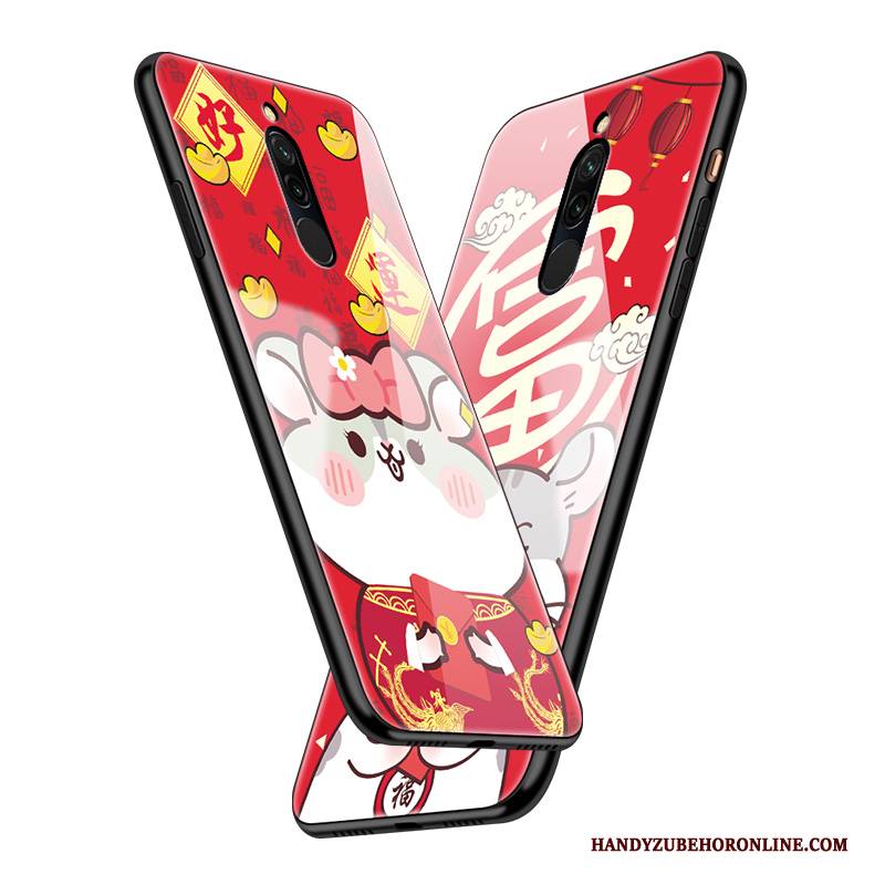 Hülle Redmi 8 Karikatur Glas Persönlichkeit, Case Redmi 8 Schutz Spiegel Nubuck