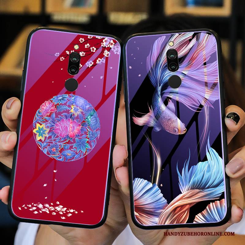 Hülle Redmi 8 Weiche Leuchtende Trend, Case Redmi 8 Taschen Anti-sturz Netto Rot