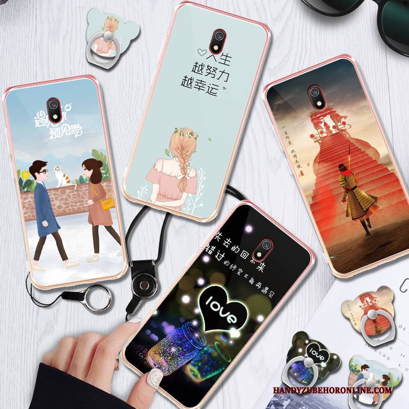 Hülle Redmi 8a Taschen Handyhüllen Hängender Hals, Case Redmi 8a Silikon Rot Anti-sturz