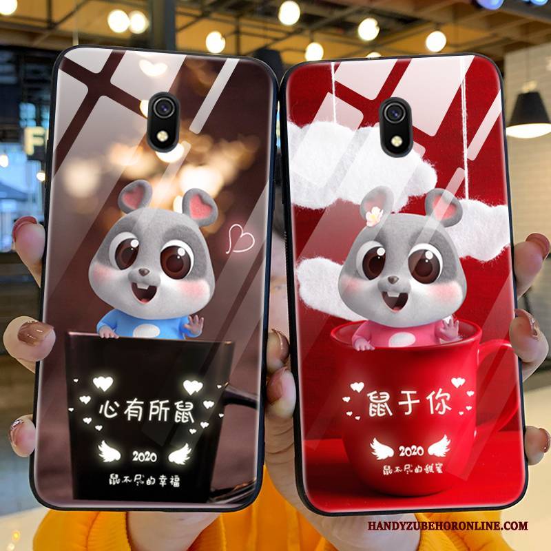 Hülle Redmi 8a Taschen Netto Rot Glas, Case Redmi 8a Karikatur Ratte Schlank