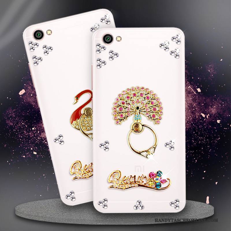 Hülle Redmi Note 5a Strass Weiß Rot, Case Redmi Note 5a Weiche Mini Handyhüllen