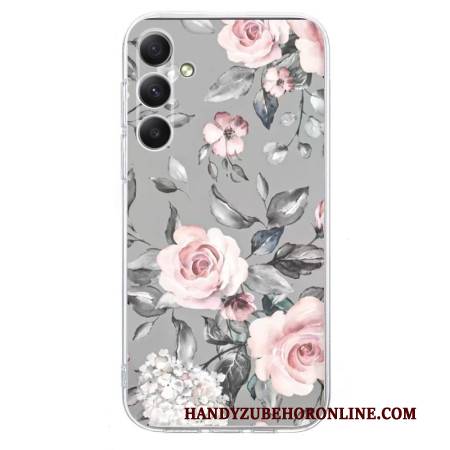 Hülle Samsung Galaxy A17 4g / 5g Handyhülle Graues Blumenmuster
