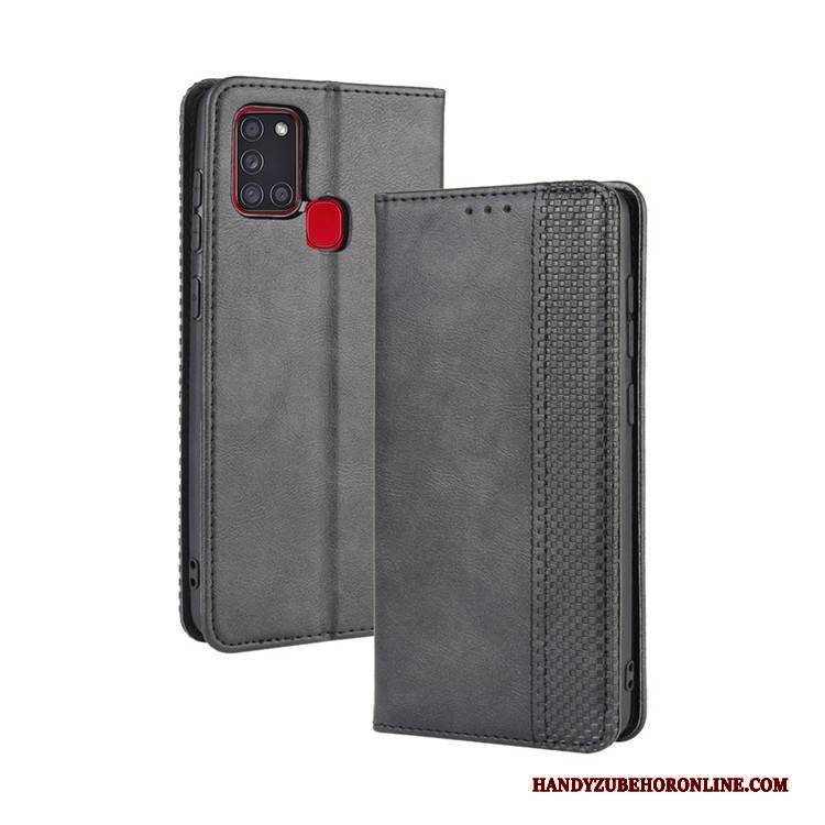 Hülle Samsung Galaxy A21s Lederhülle Handyhüllen Schwarz, Case Samsung Galaxy A21s Geldbörse