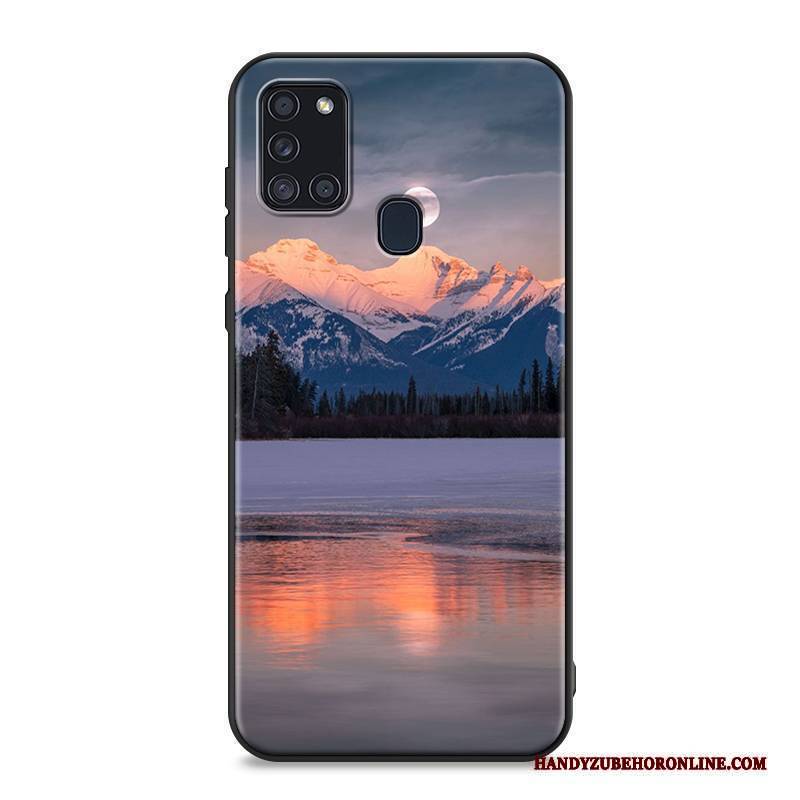 Hülle Samsung Galaxy A21s Weiche Blau Einfach, Case Samsung Galaxy A21s Silikon Licht Handyhüllen