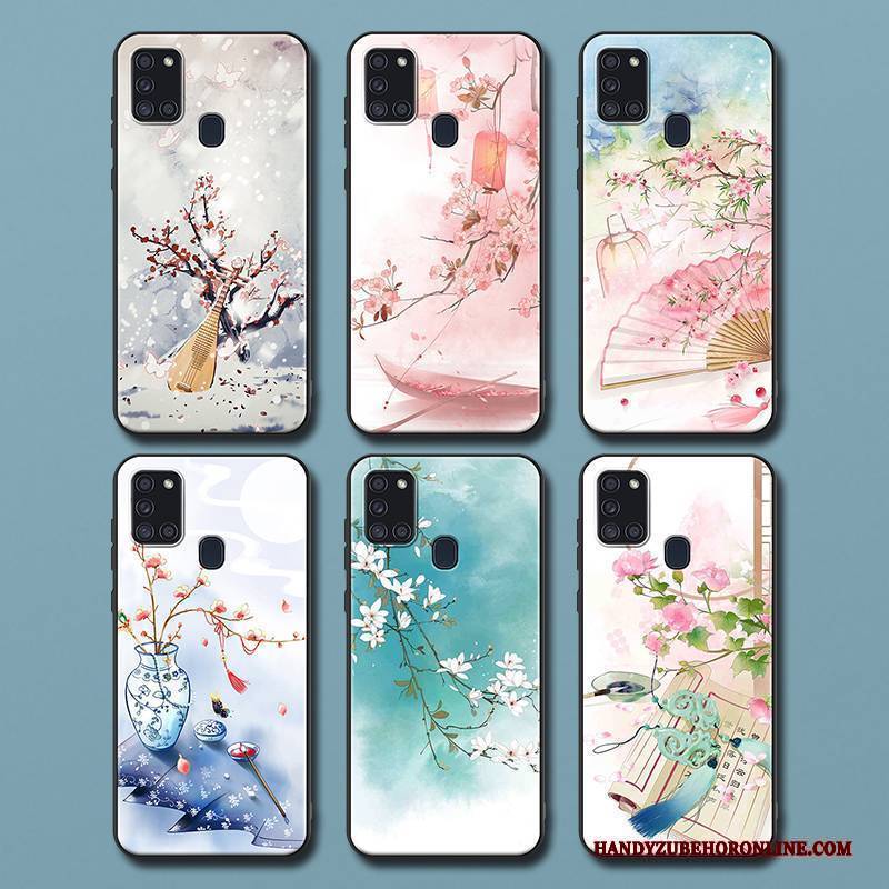 Hülle Samsung Galaxy A21s Weiche Handyhüllen Kunst, Case Samsung Galaxy A21s Silikon Wind Rosa