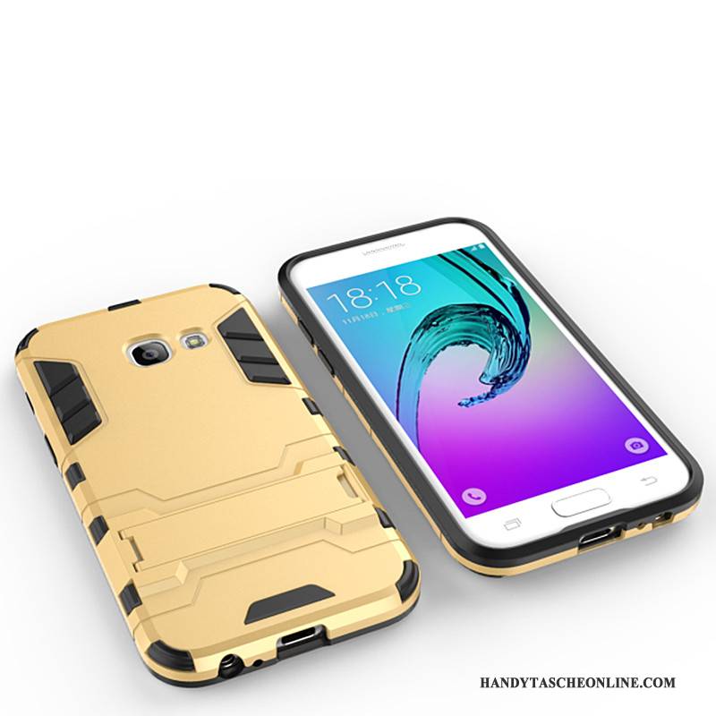 Hülle Samsung Galaxy A3 2017 Halterung Gold Schwer, Case Samsung Galaxy A3 2017 Schutz Handyhüllen Anti-sturz