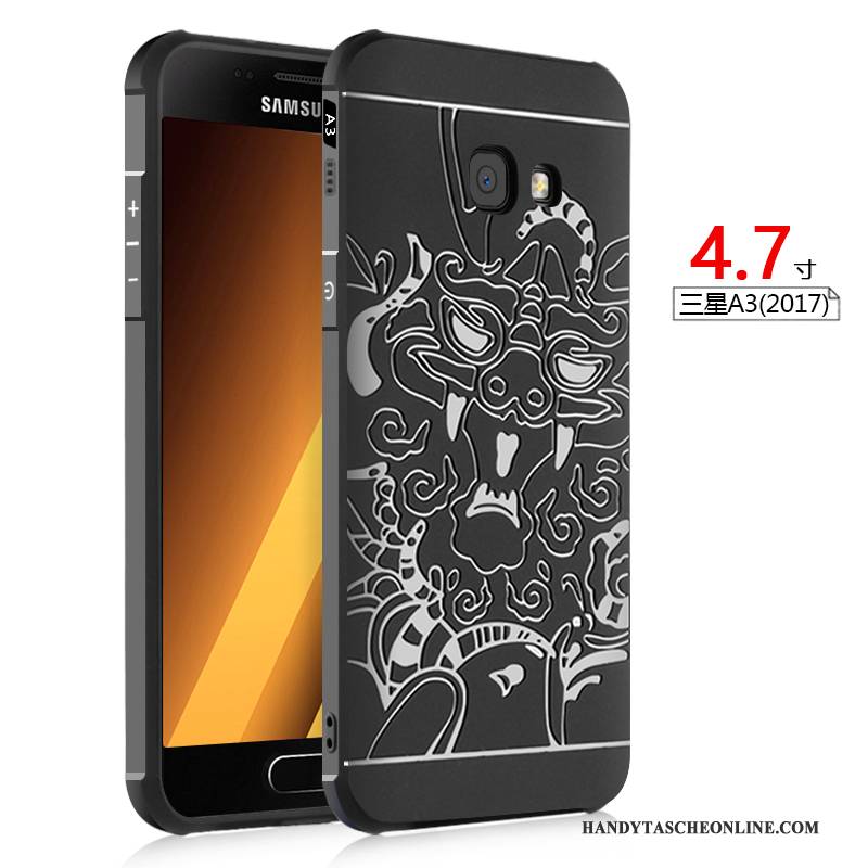 Hülle Samsung Galaxy A3 2017 Weiche Schwarz Anti-sturz, Case Samsung Galaxy A3 2017 Prägung Lichtfarbe Handyhüllen