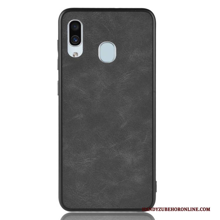 Hülle Samsung Galaxy A40 Retro Grau Handyhüllen, Case Samsung Galaxy A40 Leder Trend