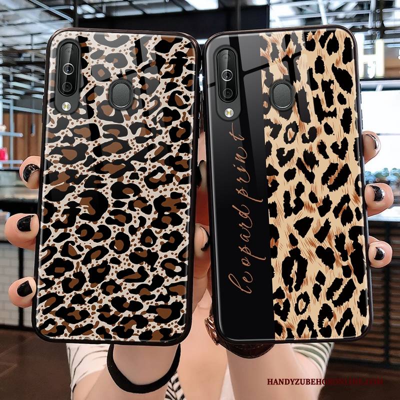 Hülle Samsung Galaxy A40s Taschen Glas Leopard, Case Samsung Galaxy A40s Weiche Netto Rot Handyhüllen