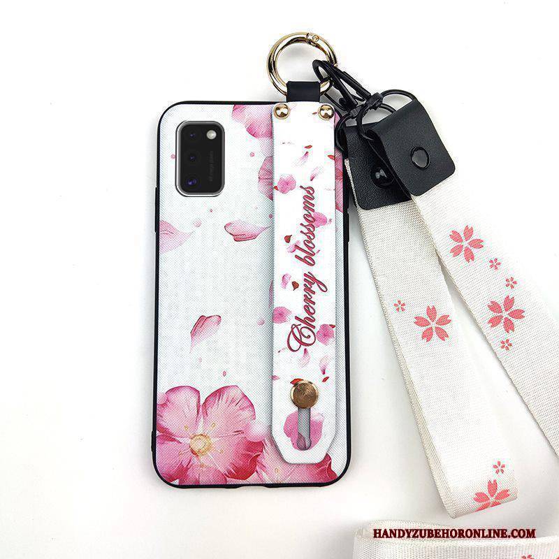 Hülle Samsung Galaxy A41 Halterung Blumen Trend, Case Samsung Galaxy A41 Weiche Hängende Verzierungen Weiß