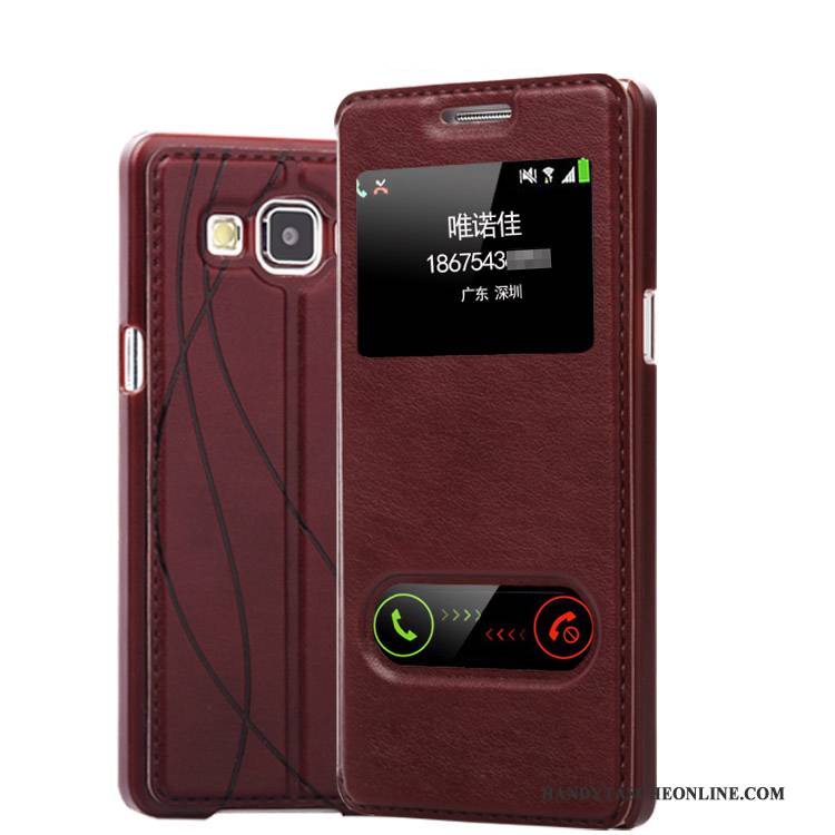 Hülle Samsung Galaxy A5 2015 Lederhülle Fenster Öffnen Handyhüllen, Case Samsung Galaxy A5 2015 Schutz