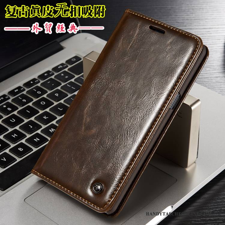 Hülle Samsung Galaxy A5 2015 Schutz Persönlichkeit Braun, Case Samsung Galaxy A5 2015 Lederhülle Handyhüllen Anti-sturz