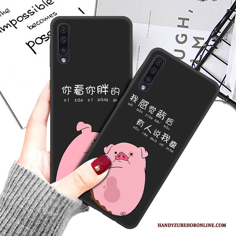 Hülle Samsung Galaxy A50 Weiche Handyhüllen Liebhaber, Case Samsung Galaxy A50 Karikatur Schwarz