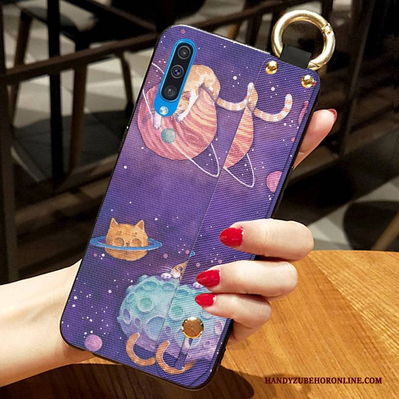 Hülle Samsung Galaxy A50 Weiche Lila Katzen, Case Samsung Galaxy A50 Silikon Anti-sturz Handyhüllen