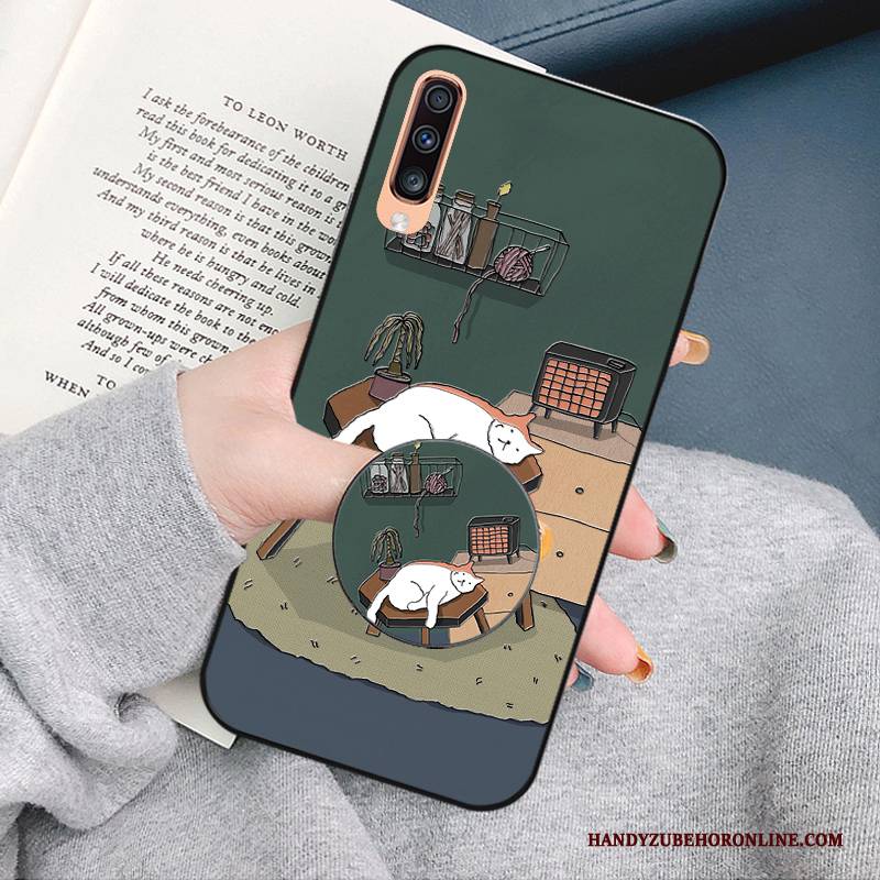 Hülle Samsung Galaxy A50s Halterung Grün Katzen, Case Samsung Galaxy A50s Taschen Anti-sturz Handyhüllen