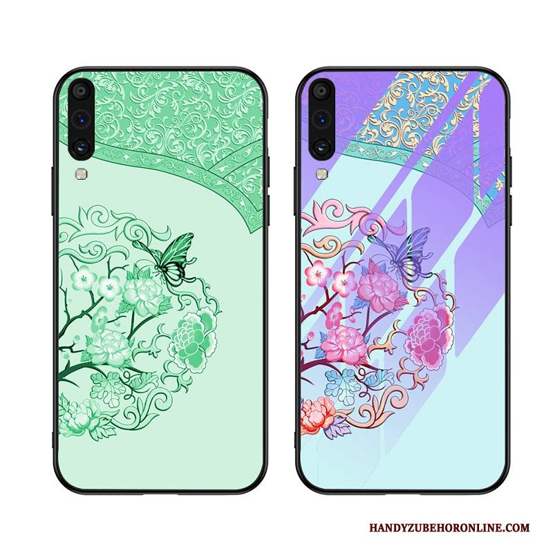 Hülle Samsung Galaxy A50s Kreativ Glas Anti-sturz, Case Samsung Galaxy A50s Taschen Blau Persönlichkeit
