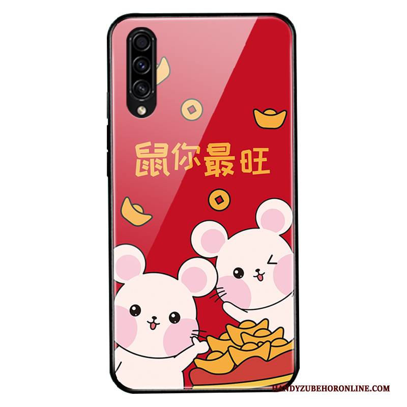 Hülle Samsung Galaxy A50s Taschen Schwer Handyhüllen, Case Samsung Galaxy A50s Schutz Rot Nubuck