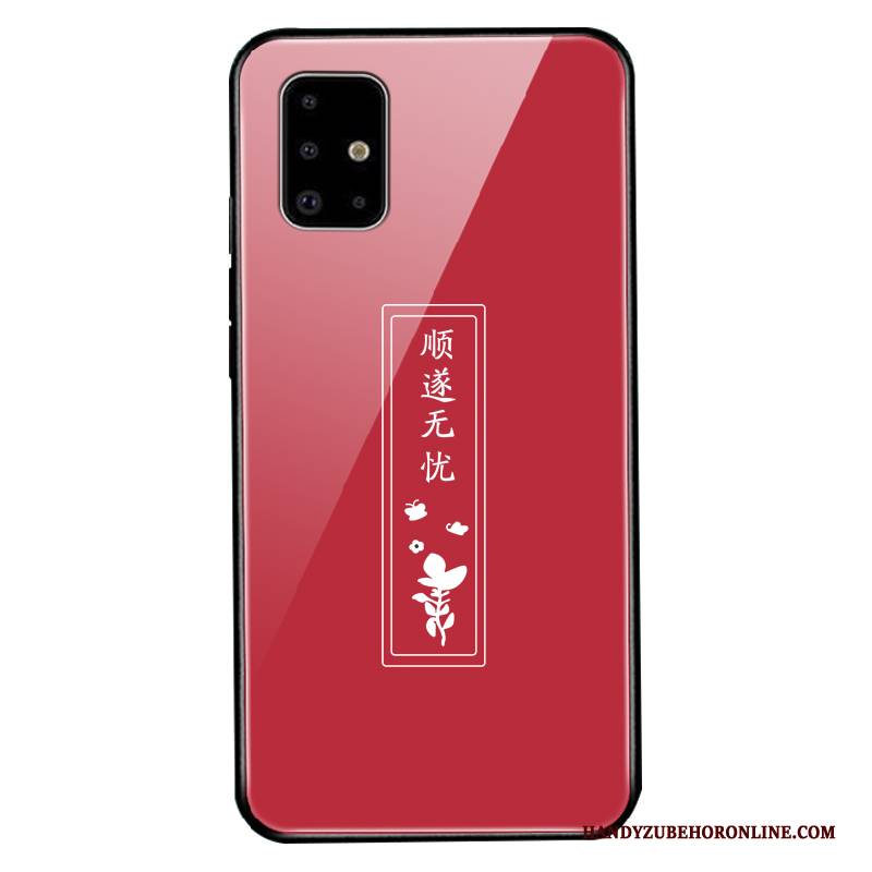 Hülle Samsung Galaxy A51 Schutz Chinesische Art Angepasst, Case Samsung Galaxy A51 Mode Rot Glas