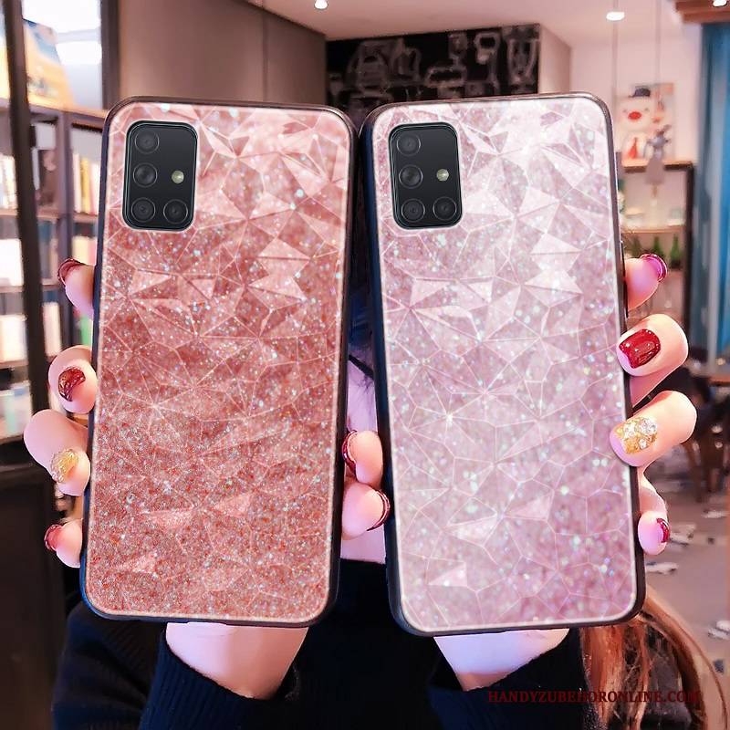 Hülle Samsung Galaxy A51 Schutz Rosa Muster, Case Samsung Galaxy A51 Dreidimensional Diamantform