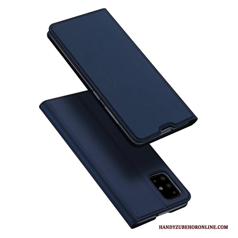 Hülle Samsung Galaxy A51 Taschen Blau Anti-sturz, Case Samsung Galaxy A51 Lederhülle Business Karte