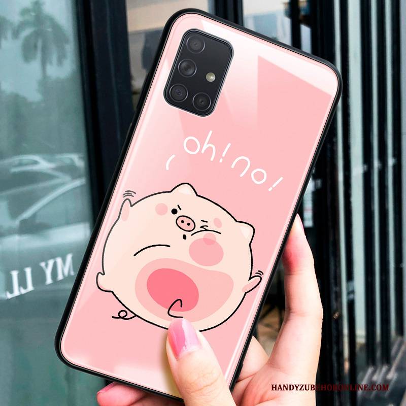 Hülle Samsung Galaxy A51 Weiche Glas Frisch, Case Samsung Galaxy A51 Karikatur Mini Rosa