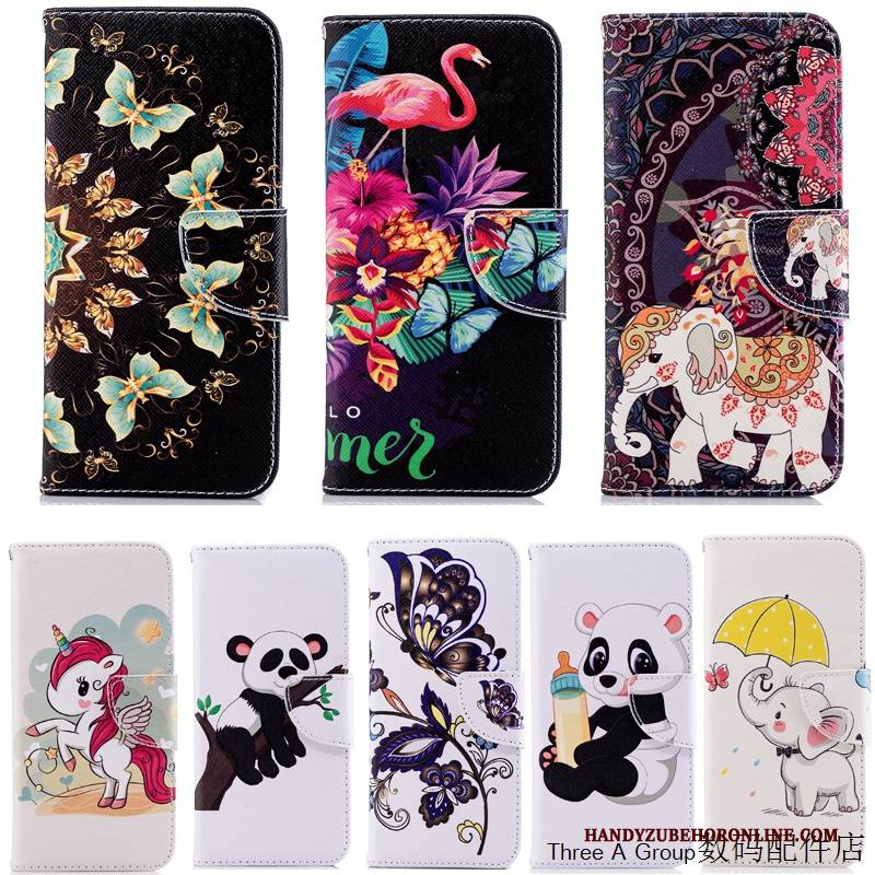 Hülle Samsung Galaxy A6+ Karikatur Handyhüllen Schwarz, Case Samsung Galaxy A6+ Folio Persönlichkeit