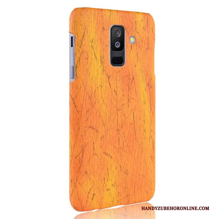 Hülle Samsung Galaxy A6+ Schutz Gelb Qualität, Case Samsung Galaxy A6+ Leder Schwer Handyhüllen