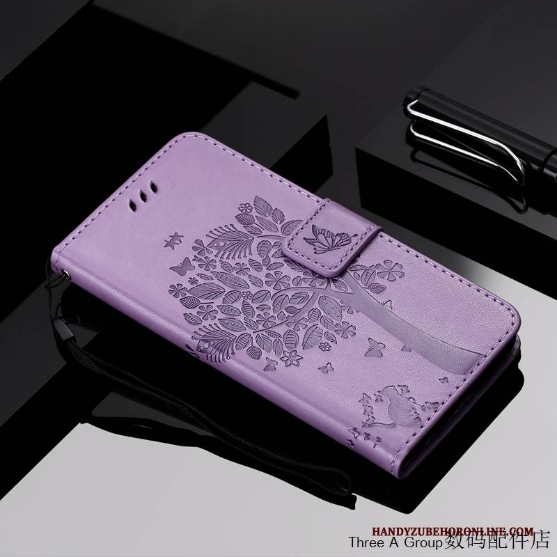 Hülle Samsung Galaxy A6+ Schutz Lila Handyhüllen, Case Samsung Galaxy A6+ Lederhülle