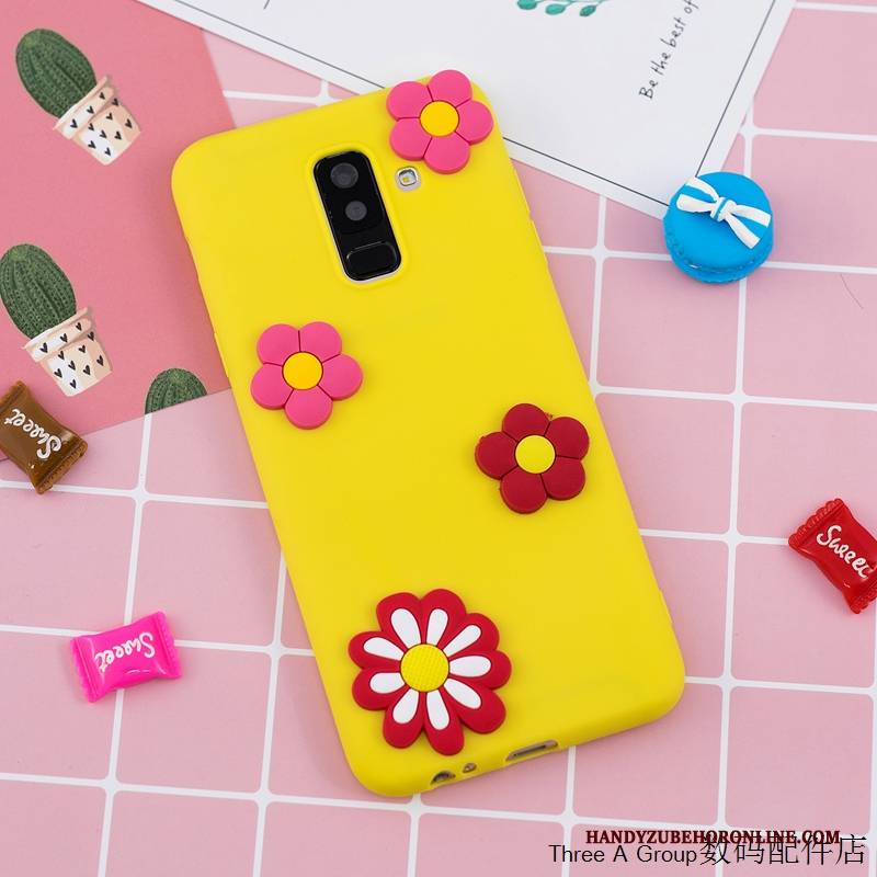 Hülle Samsung Galaxy A6+ Taschen Persönlichkeit Handyhüllen, Case Samsung Galaxy A6+ Schutz Anti-sturz Gelb