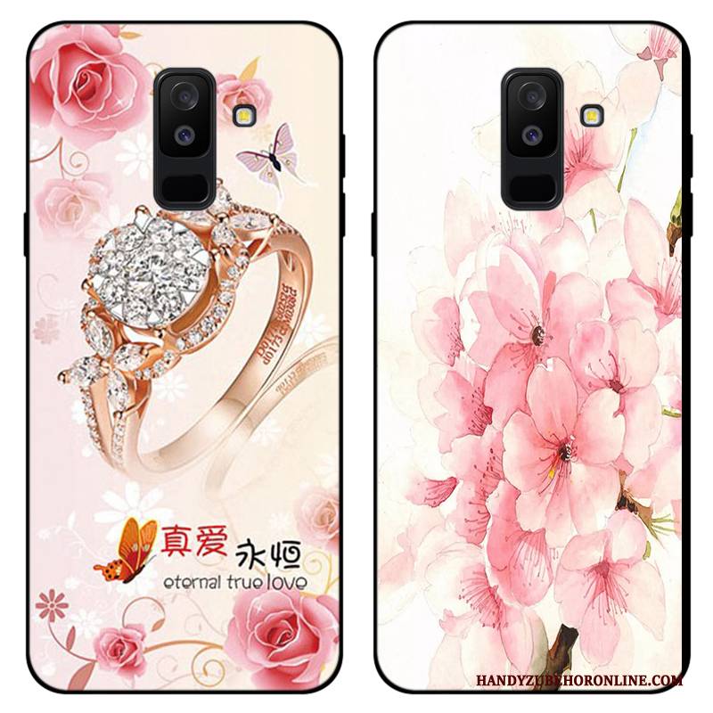 Hülle Samsung Galaxy A6+ Weiche Handyhüllen Persönlichkeit, Case Samsung Galaxy A6+ Silikon Anti-sturz Rosa