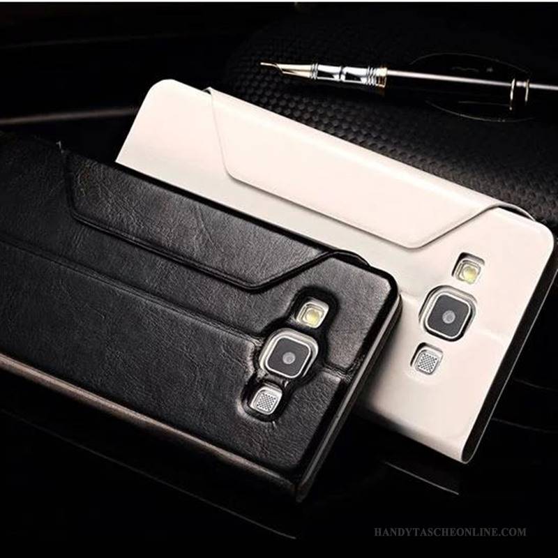 Hülle Samsung Galaxy A7 2015 Lederhülle Trend Handyhüllen, Case Samsung Galaxy A7 2015 Folio Anti-sturz Schwarz