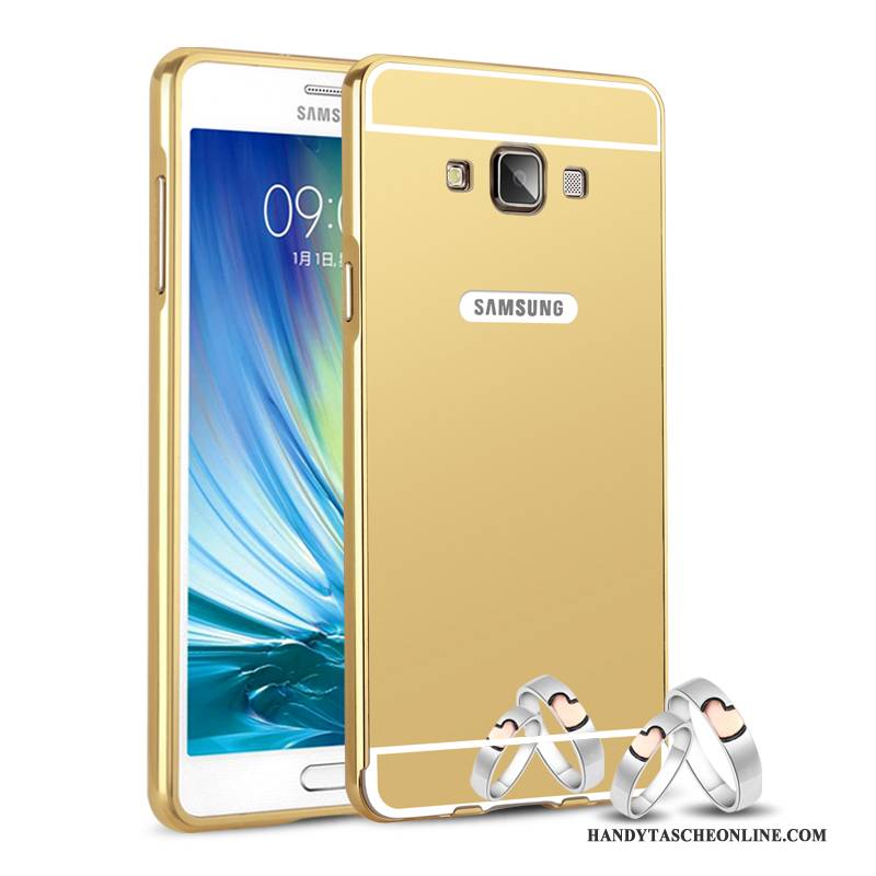 Hülle Samsung Galaxy A7 2015 Metall Dünne Gold, Case Samsung Galaxy A7 2015 Schutz Grenze Hintere Abdeckung