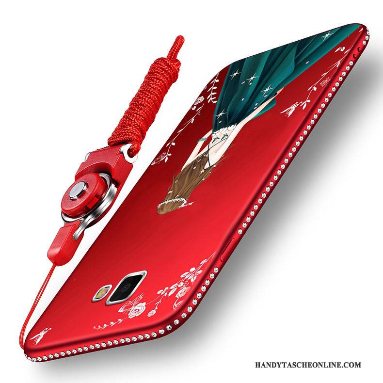 Hülle Samsung Galaxy A7 2016 Schutz Nubuck Rot, Case Samsung Galaxy A7 2016 Taschen Anti-sturz Handyhüllen