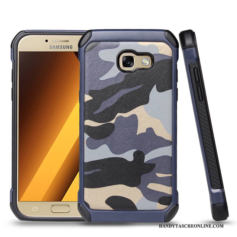 Hülle Samsung Galaxy A7 2017 Halterung Handyhüllen Ring, Case Samsung Galaxy A7 2017 Silikon Blau Tarnung