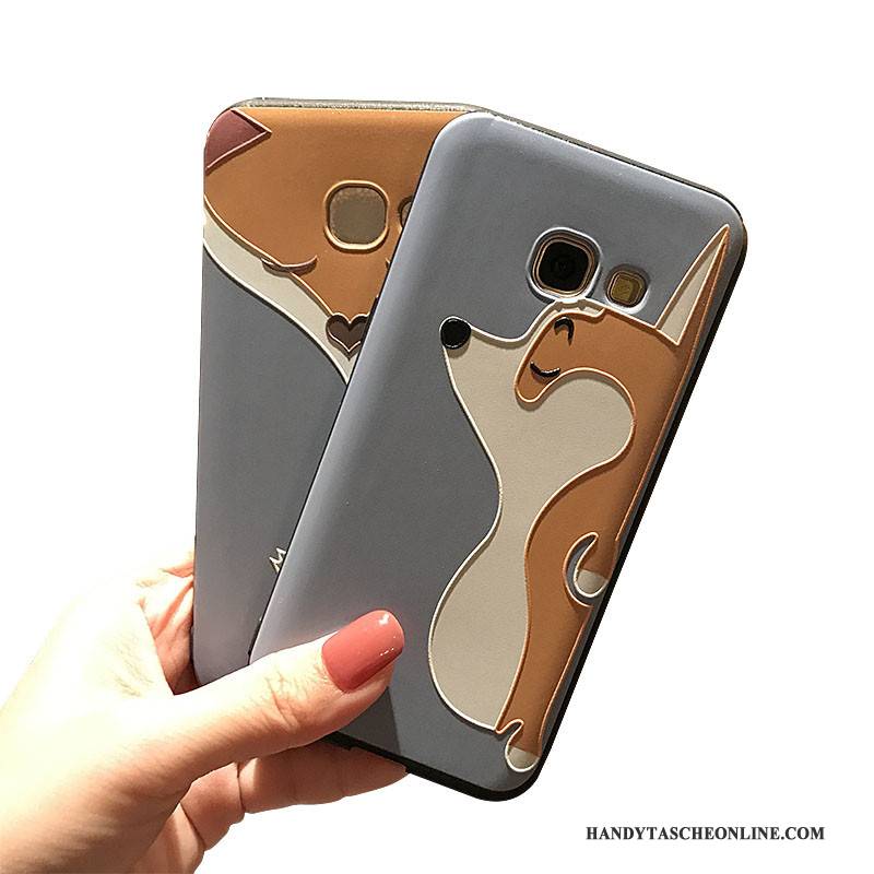 Hülle Samsung Galaxy A7 2017 Halterung Schwarz Handyhüllen, Case Samsung Galaxy A7 2017 Silikon Blau Nubuck