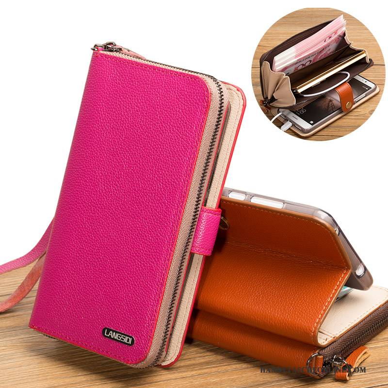 Hülle Samsung Galaxy A7 2017 Leder Angepasst Schlank, Case Samsung Galaxy A7 2017 Schutz Anti-sturz Rot