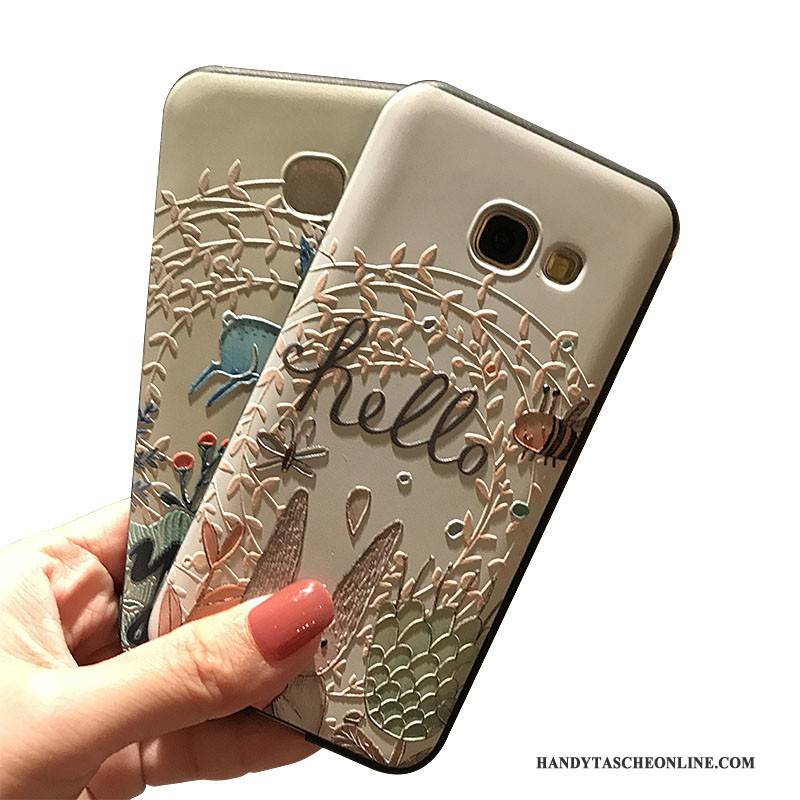 Hülle Samsung Galaxy A7 2017 Prägung Handyhüllen Schwarz, Case Samsung Galaxy A7 2017 Weiche Nubuck